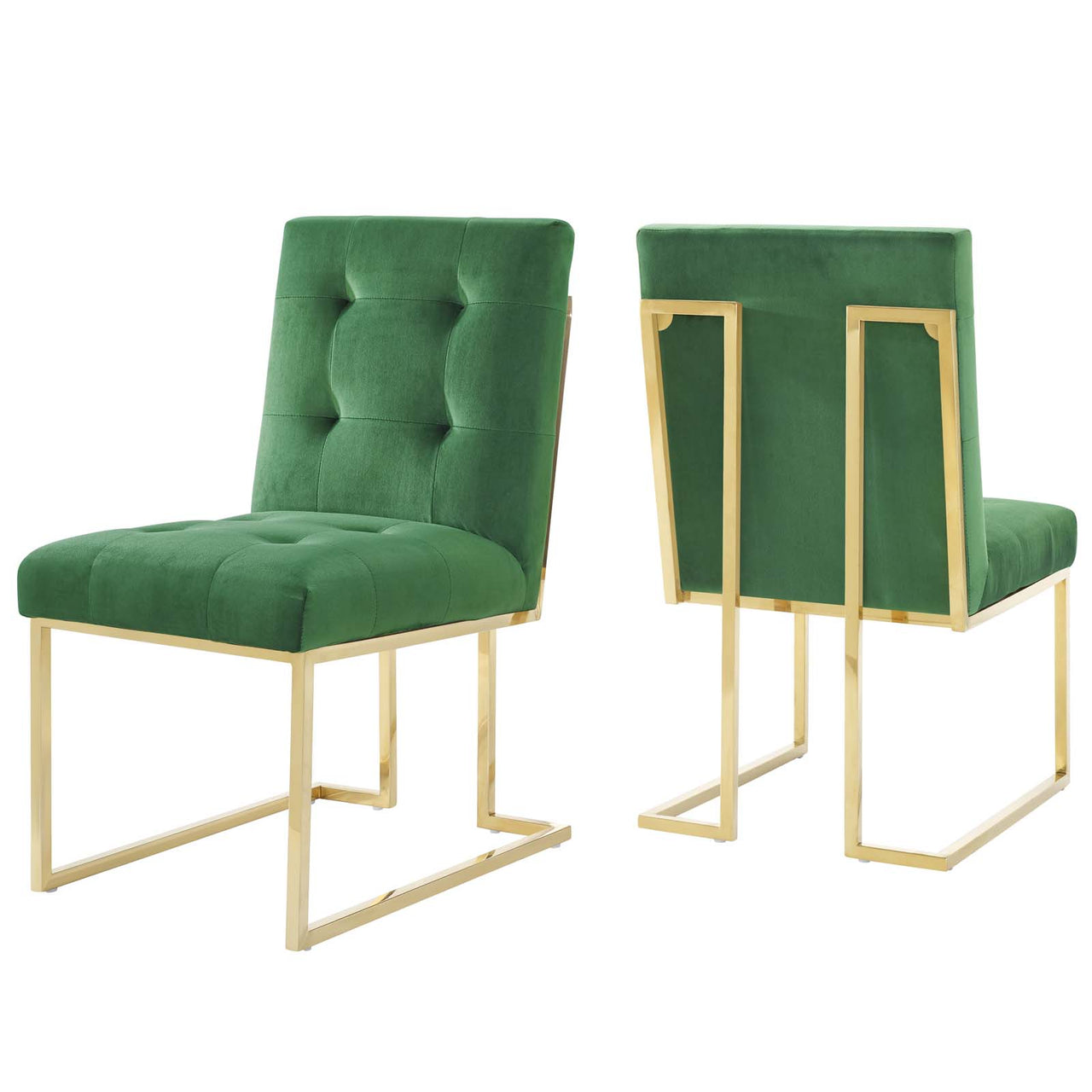 Circuit Upholstered Velvet Dining Chair Set of 2, Emerald