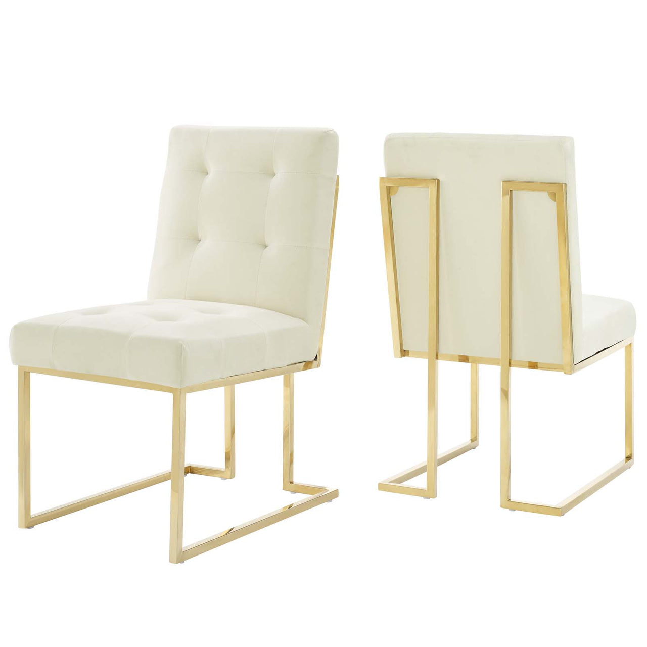 Circuit Upholstered Velvet Dining Chair Set of 2, Ivory