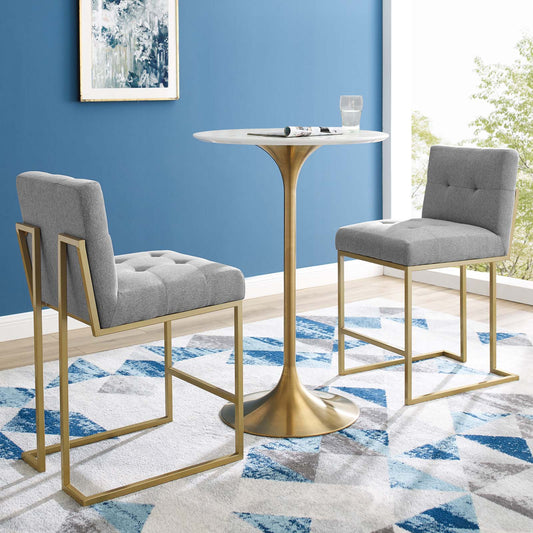 Circuit Upholstered Low Back Counter Stool Set of 2, Light Gray