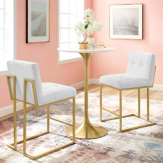 Circuit Upholstered Low Back Counter Stool Set of 2, White