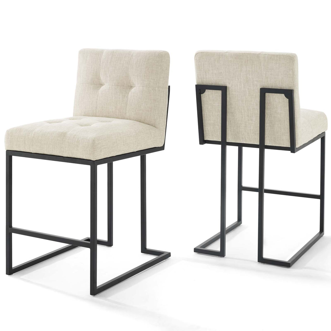 Circuit Upholstered Counter Stool Set of 2, Black & Beige