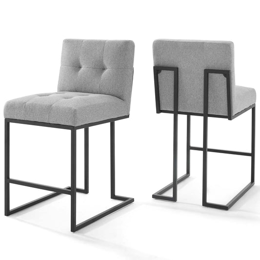 Circuit Upholstered Counter Stool Set of 2, Black & Light Gray
