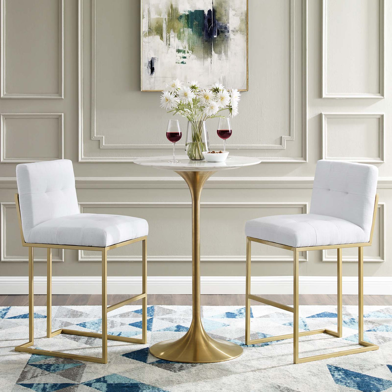 Circuit Upholstered Bar Stool Set of 2, White