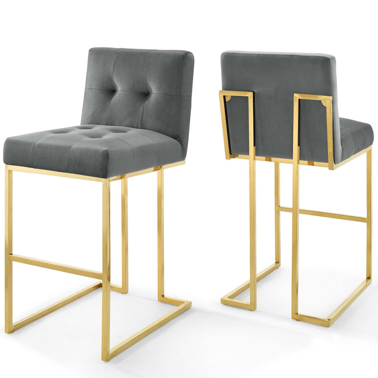 Circuit Upholstered Velvet Bar Stool Set of 2, Charcoal