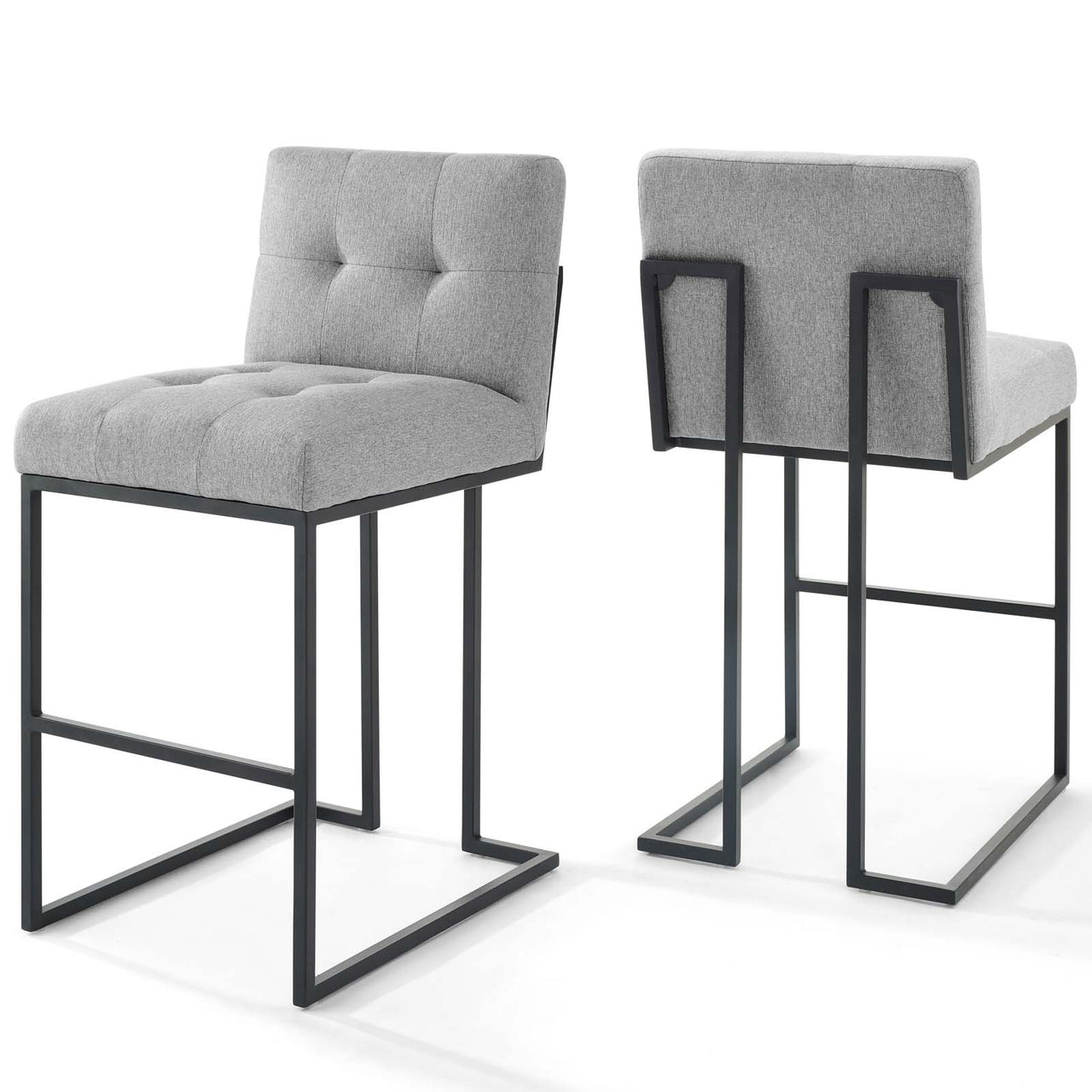 Circuit Upholstered Bar Stool Set of 2, Black & Light Gray