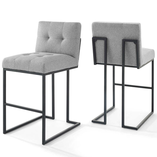 Circuit Upholstered Bar Stool Set of 2, Black & Light Gray