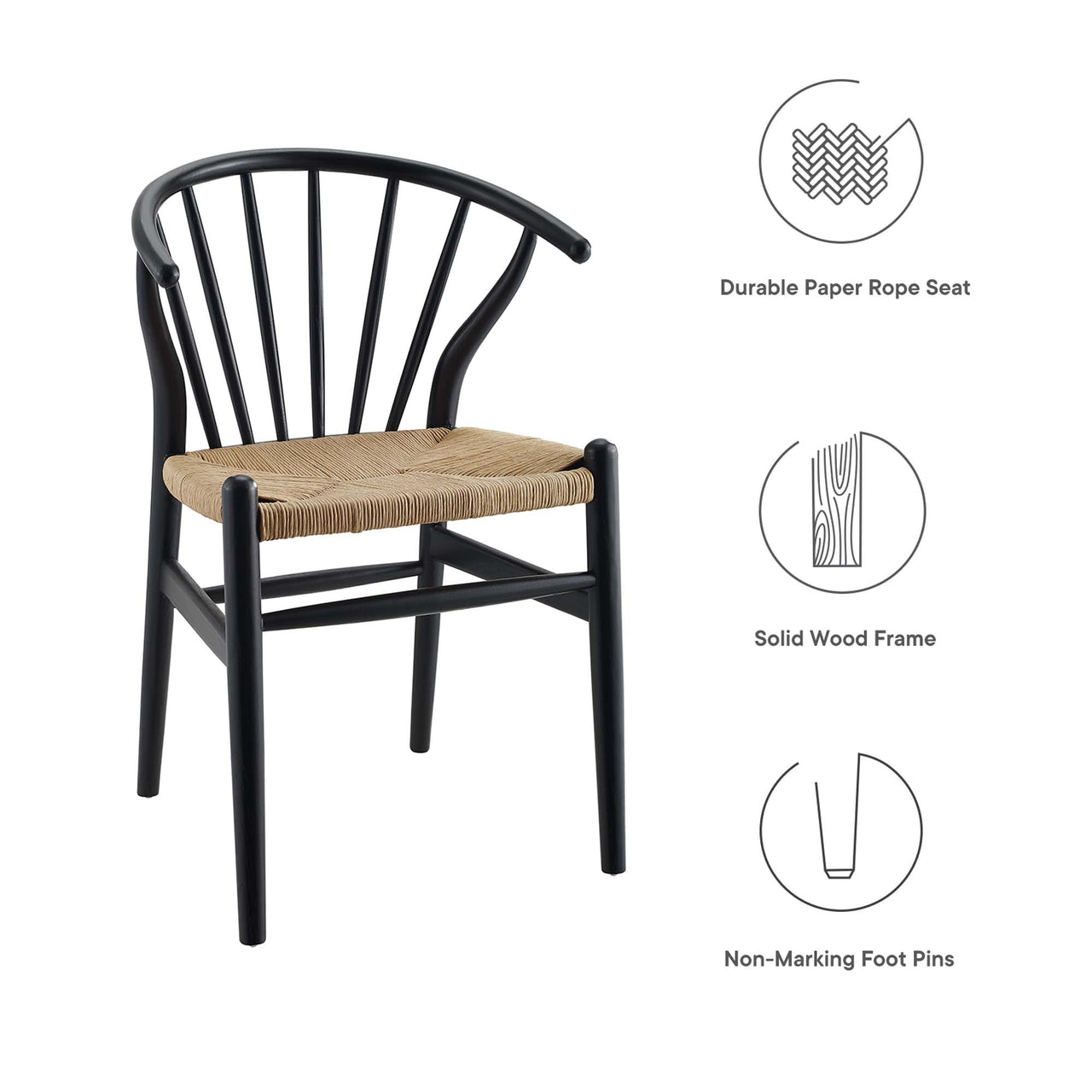 Kate Dining Chair Set of 2, Black