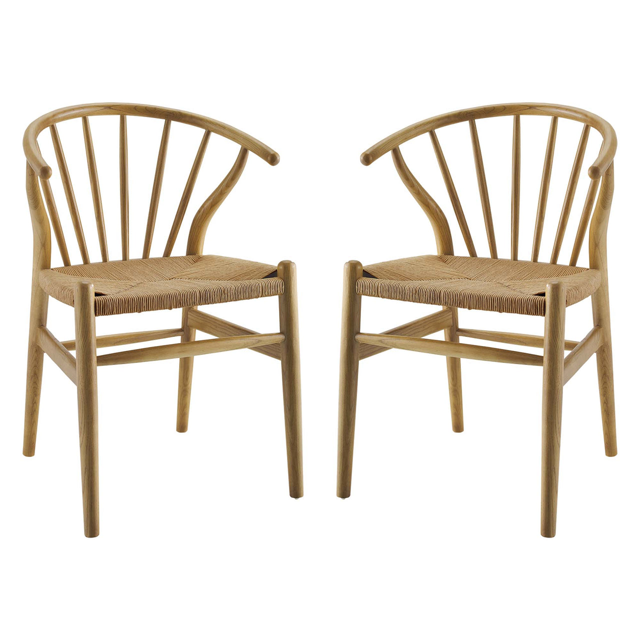 Kate Dining Chair Set of 2, Natural Wood