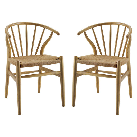 Kate Dining Chair Set of 2, Natural Wood