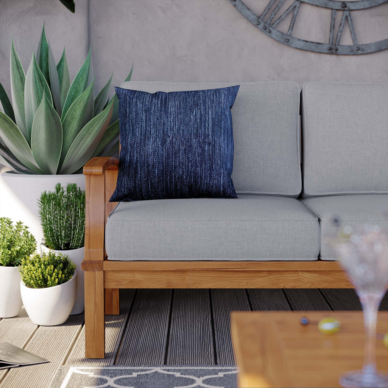 Shorehaven Alfresco Sofa, Natural Wood & Gray