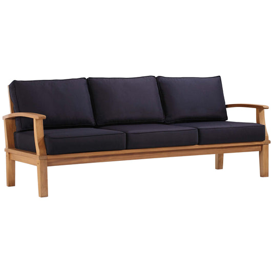 Shorehaven Alfresco Sofa, Natural Wood & Navy