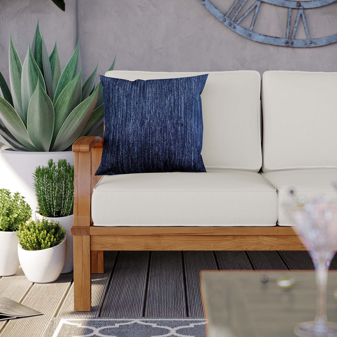Shorehaven Alfresco Sofa, Natural Wood & White