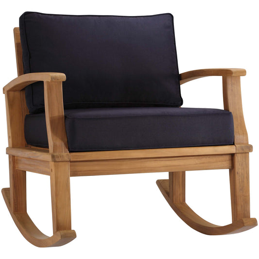Shorehaven Alfresco Rocking Chair, Natural Wood & Navy