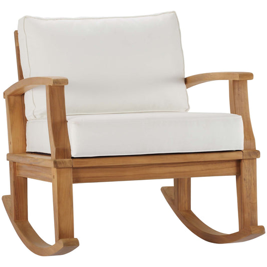Shorehaven Alfresco Rocking Chair, Natural Wood & White