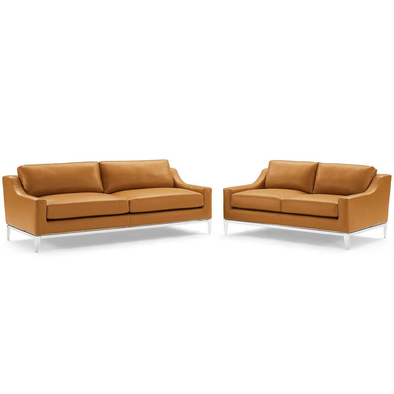 Strathor Leather Sofa & Loveseat Set, Tan