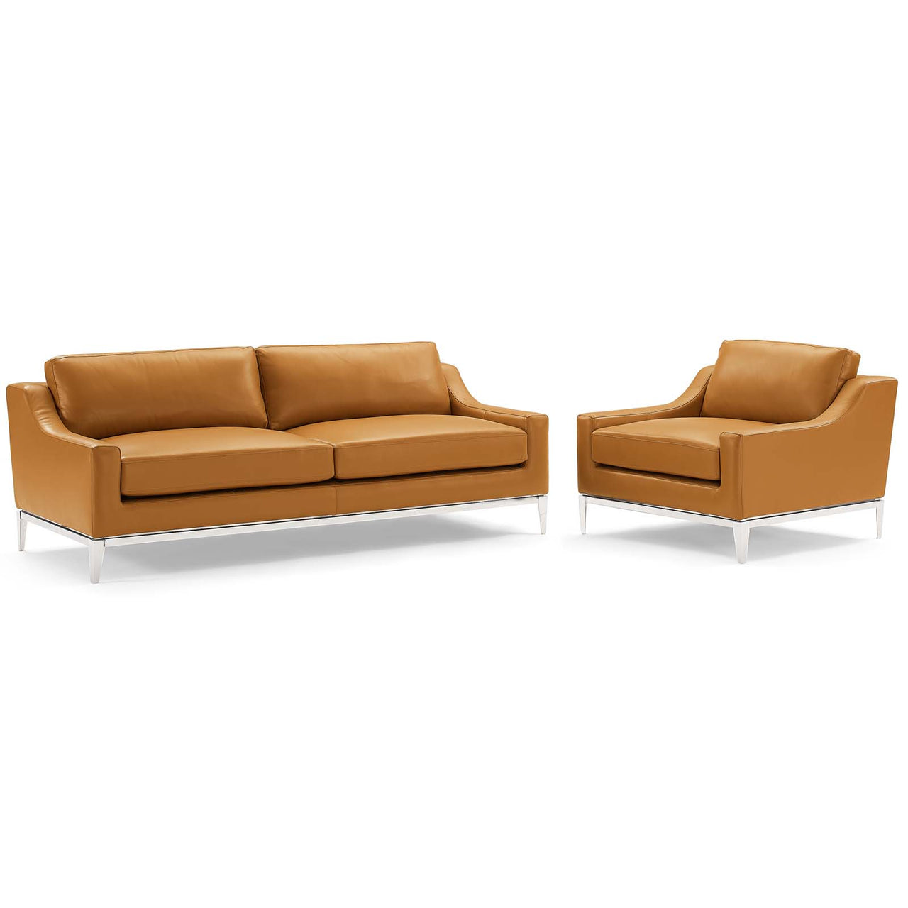 Strathor Leather Sofa & Armchair Set, Tan