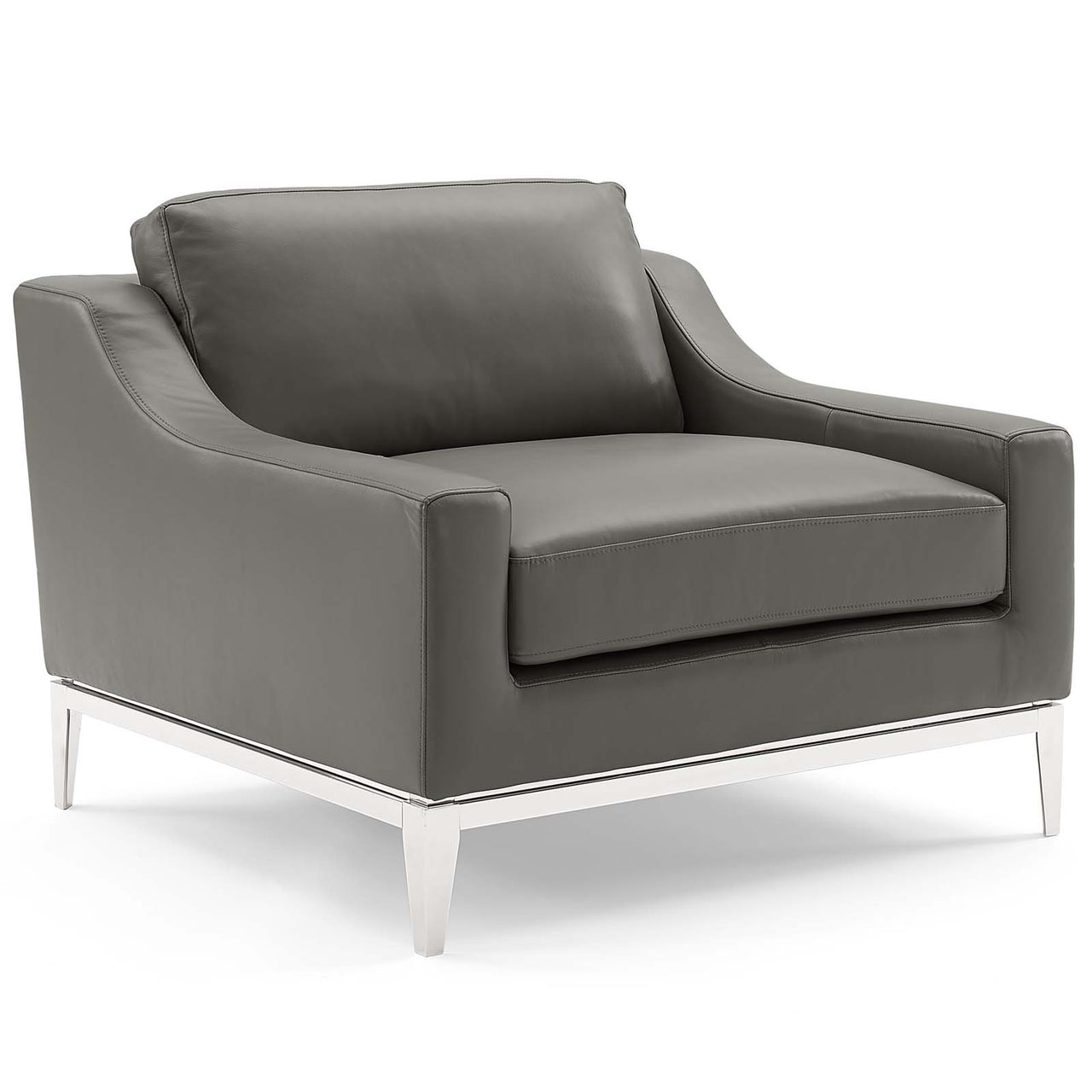 Strathor 3-Piece Leather Lounging Set, Gray