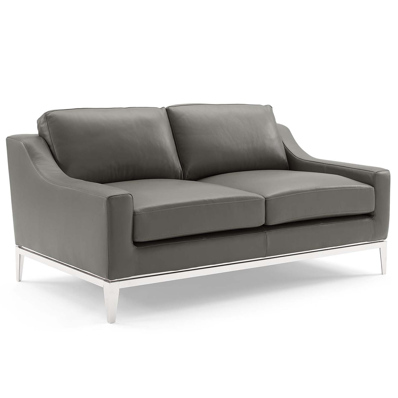 Strathor Leather Loveseat & Armchair Set, Gray