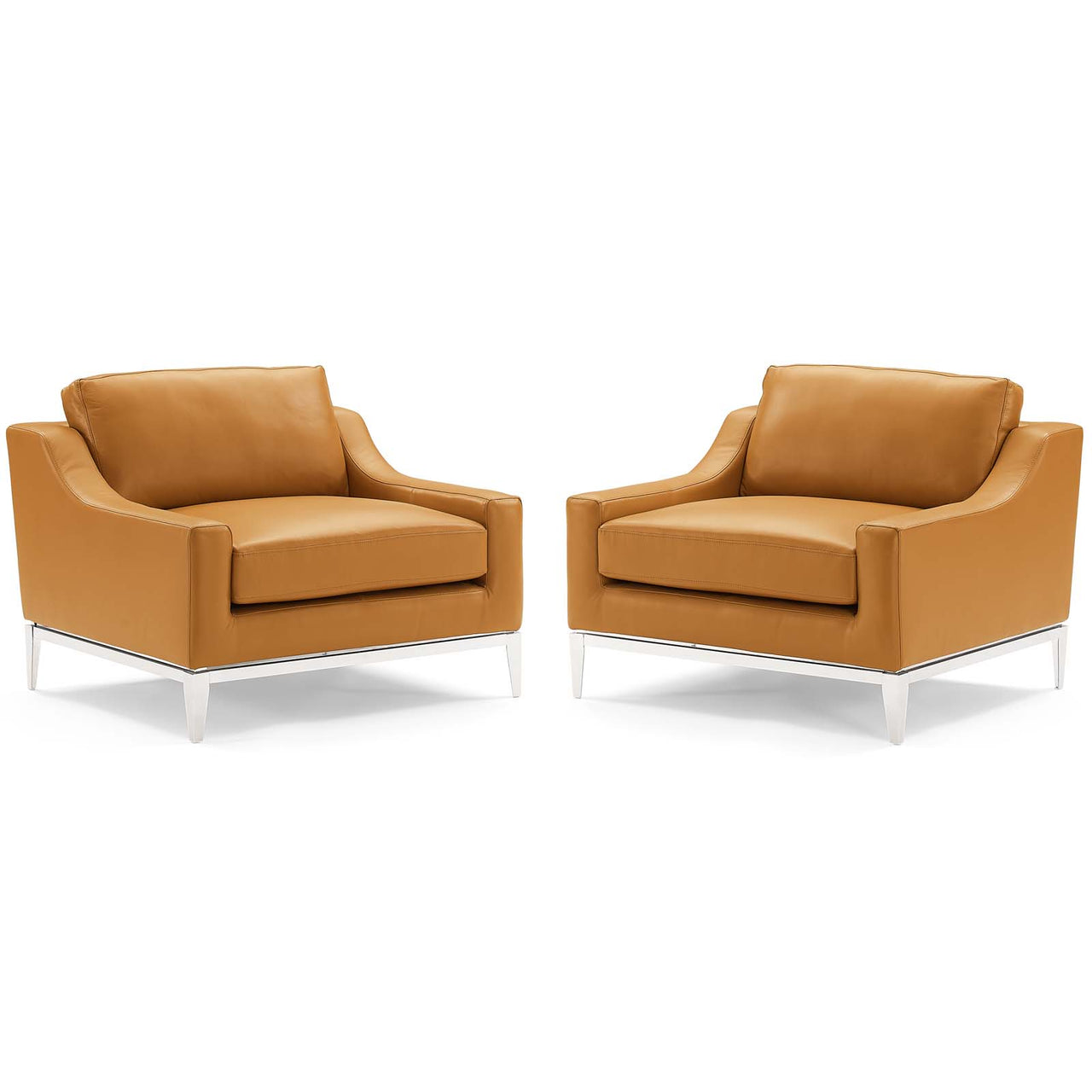 Strathor Leather Armchair Set of 2, Tan