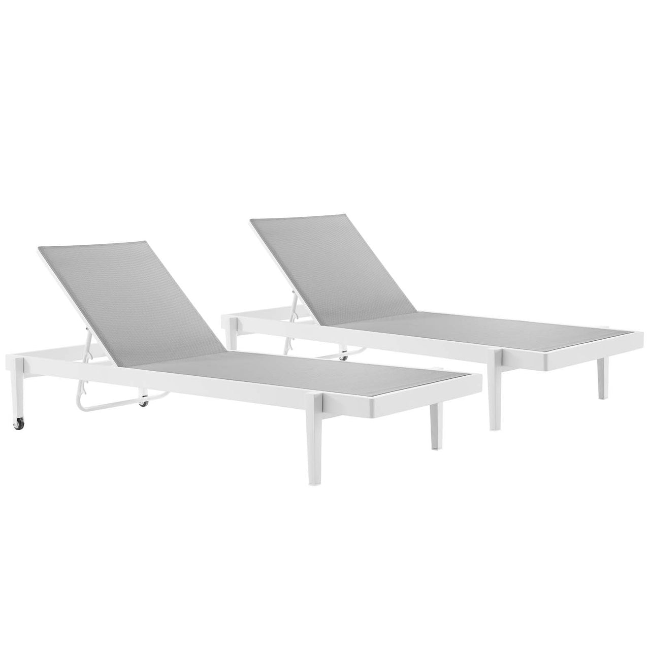 Charles Alfresco Chaise Lounge Chair Set of 2, White & Gray