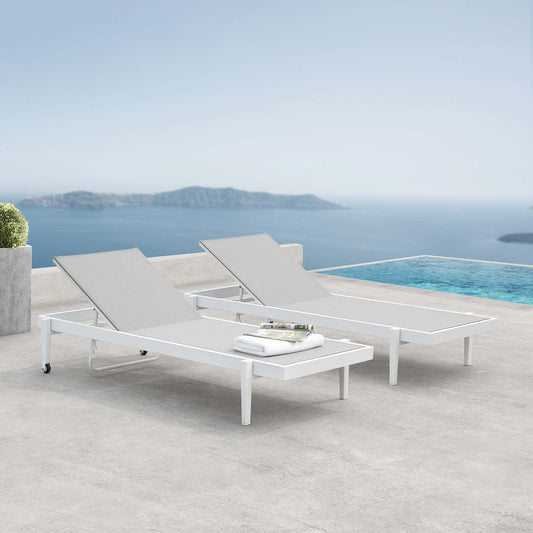Charles Alfresco Chaise Lounge Chair Set of 2, White & Gray