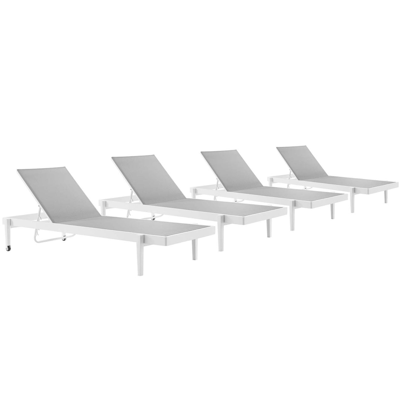 Charles Alfresco Chaise Lounge Chair Set of 4, White & Gray