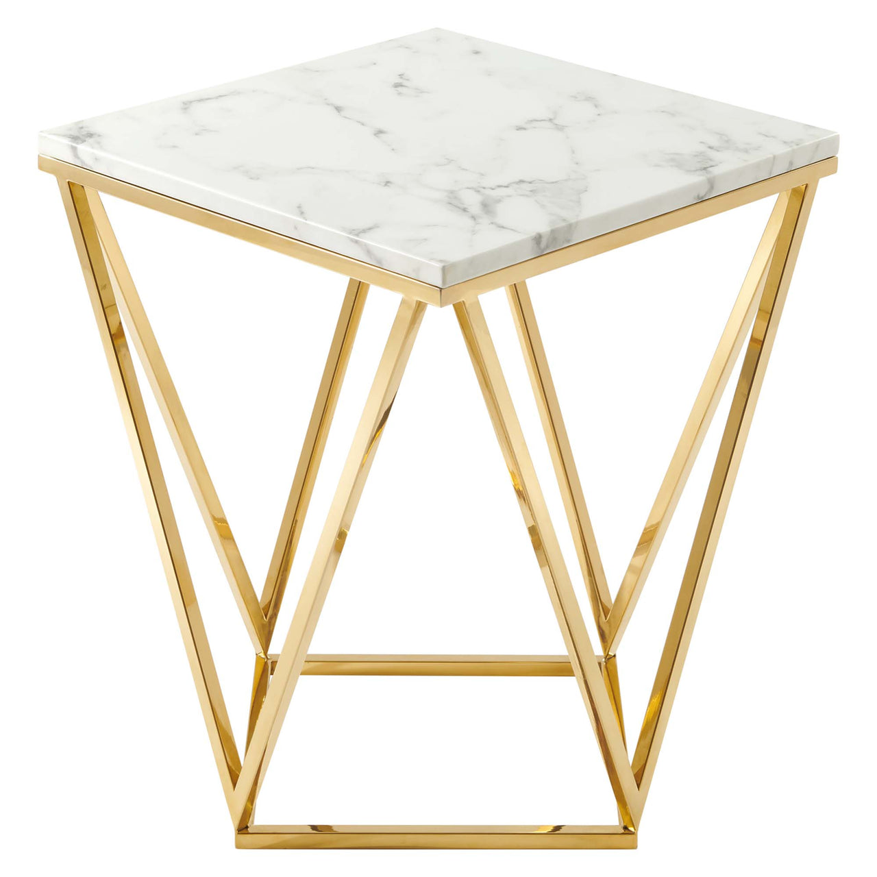 Vanyth End Table, Gold & White