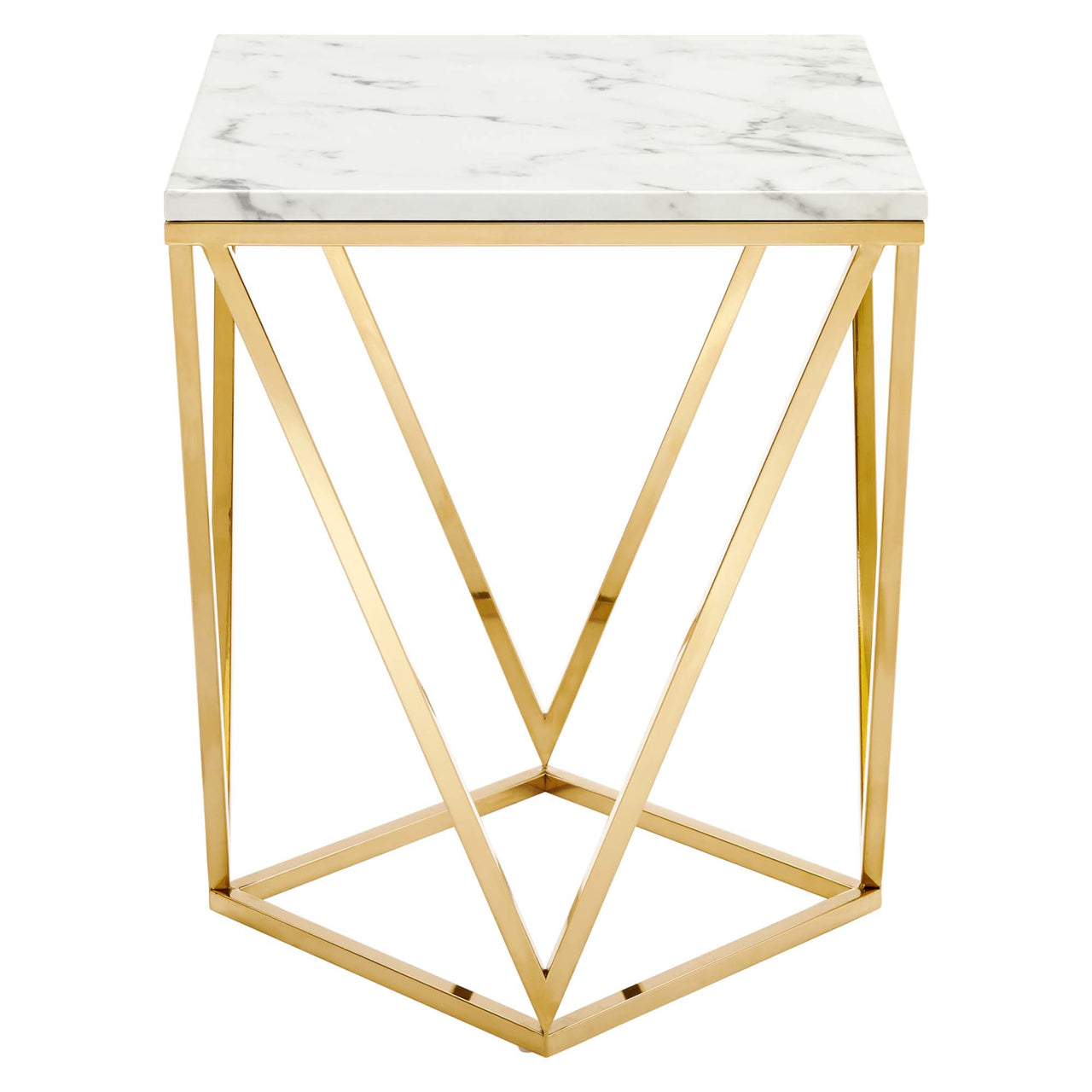 Vanyth End Table, Gold & White