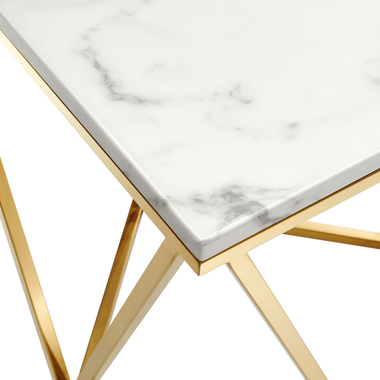 Vanyth End Table, Gold & White