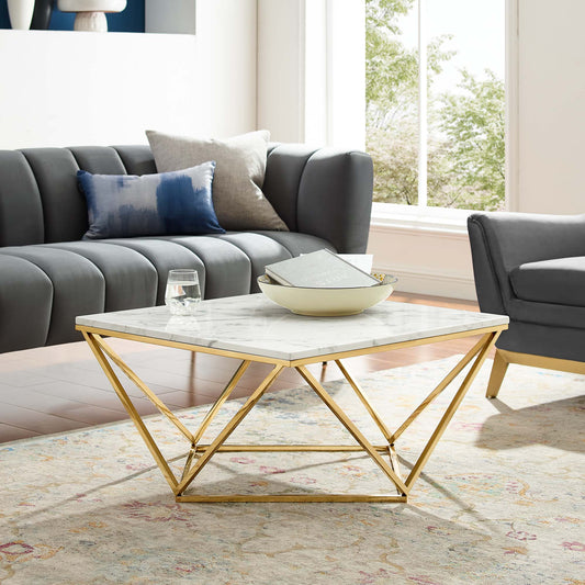 Vanyth Coffee Table, Gold & White
