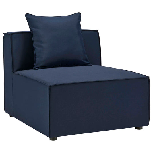 Merida Alfresco Upholstered Armless Chair | Outdoor Modular Sectional Component, Navy Blue