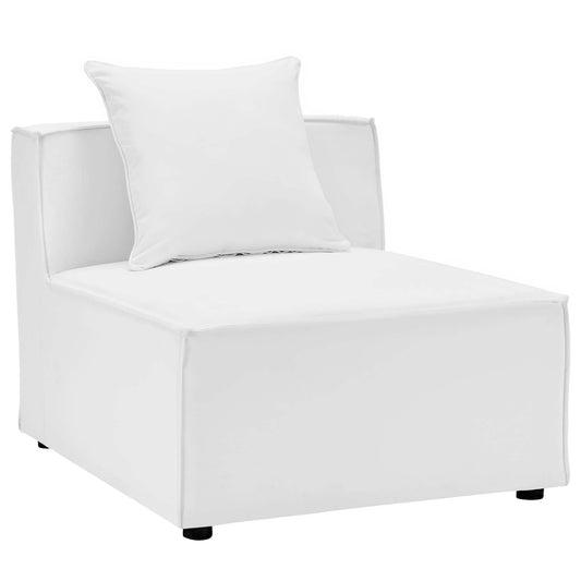 Merida Alfresco Upholstered Armless Chair | Outdoor Modular Sectional Component, White