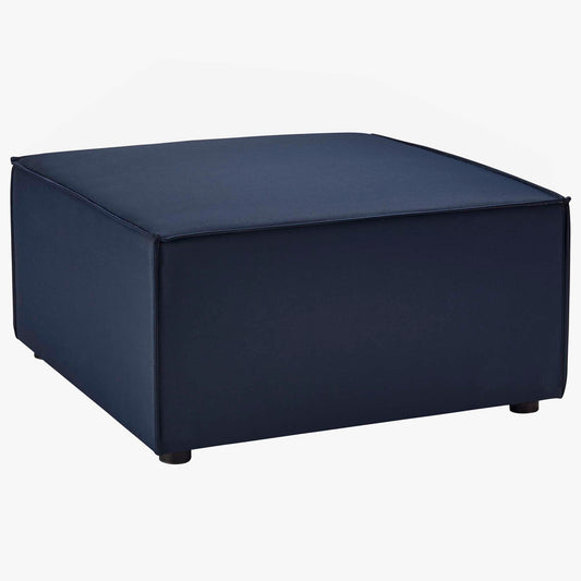 Merida Alfresco Upholstered Ottoman | Outdoor Modular Sectional Component, Navy