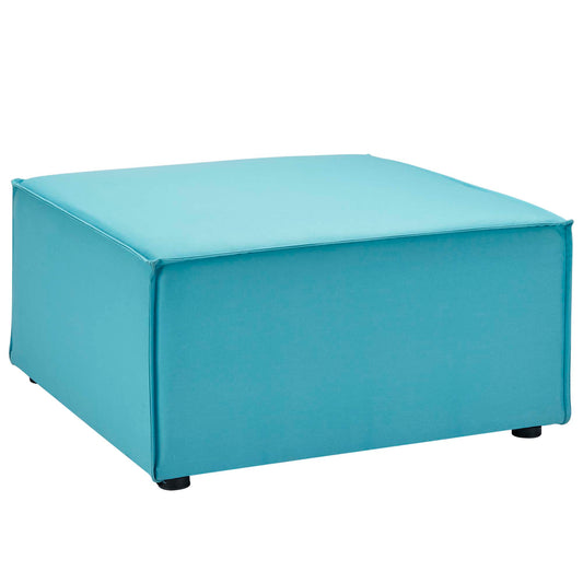 Merida Alfresco Upholstered Ottoman | Outdoor Modular Sectional Component, Turquoise