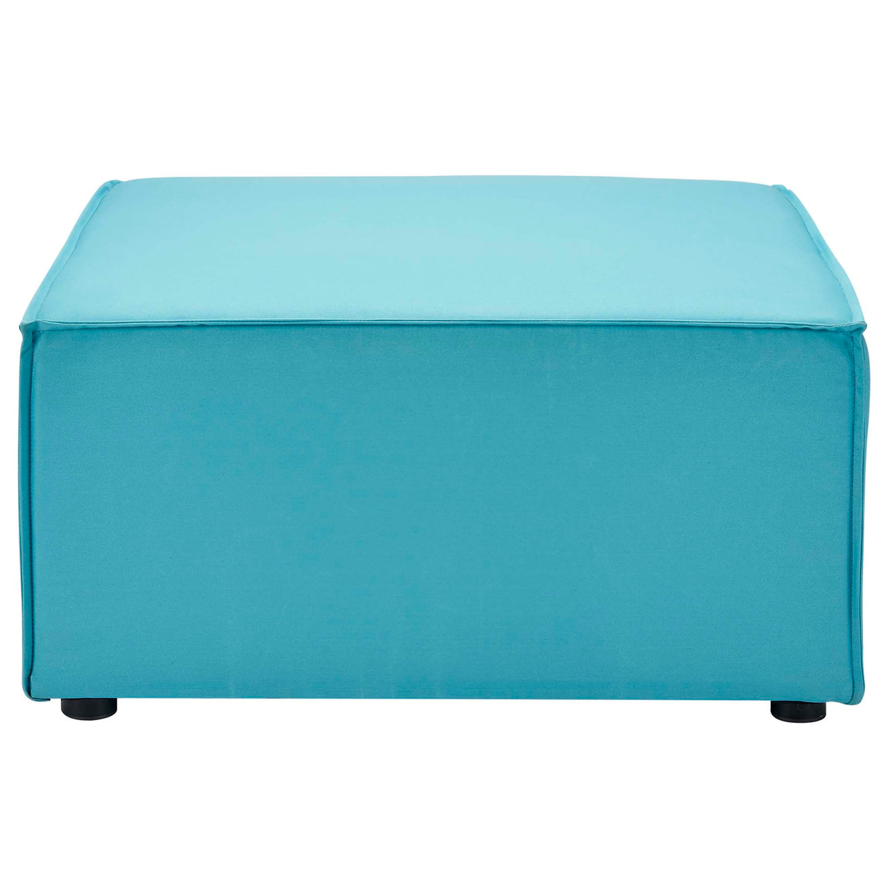 Merida Alfresco Upholstered Ottoman | Outdoor Modular Sectional Component, Turquoise
