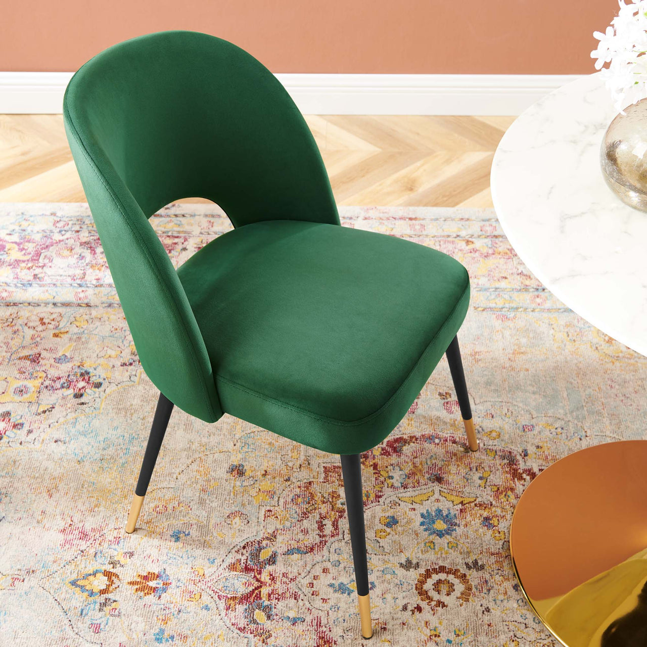 Artemis Upholstered Velvet Dining Chair, Emerald