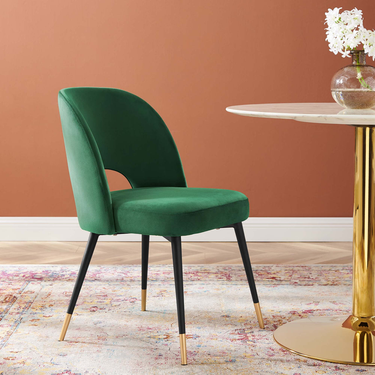 Artemis Upholstered Velvet Dining Chair, Emerald