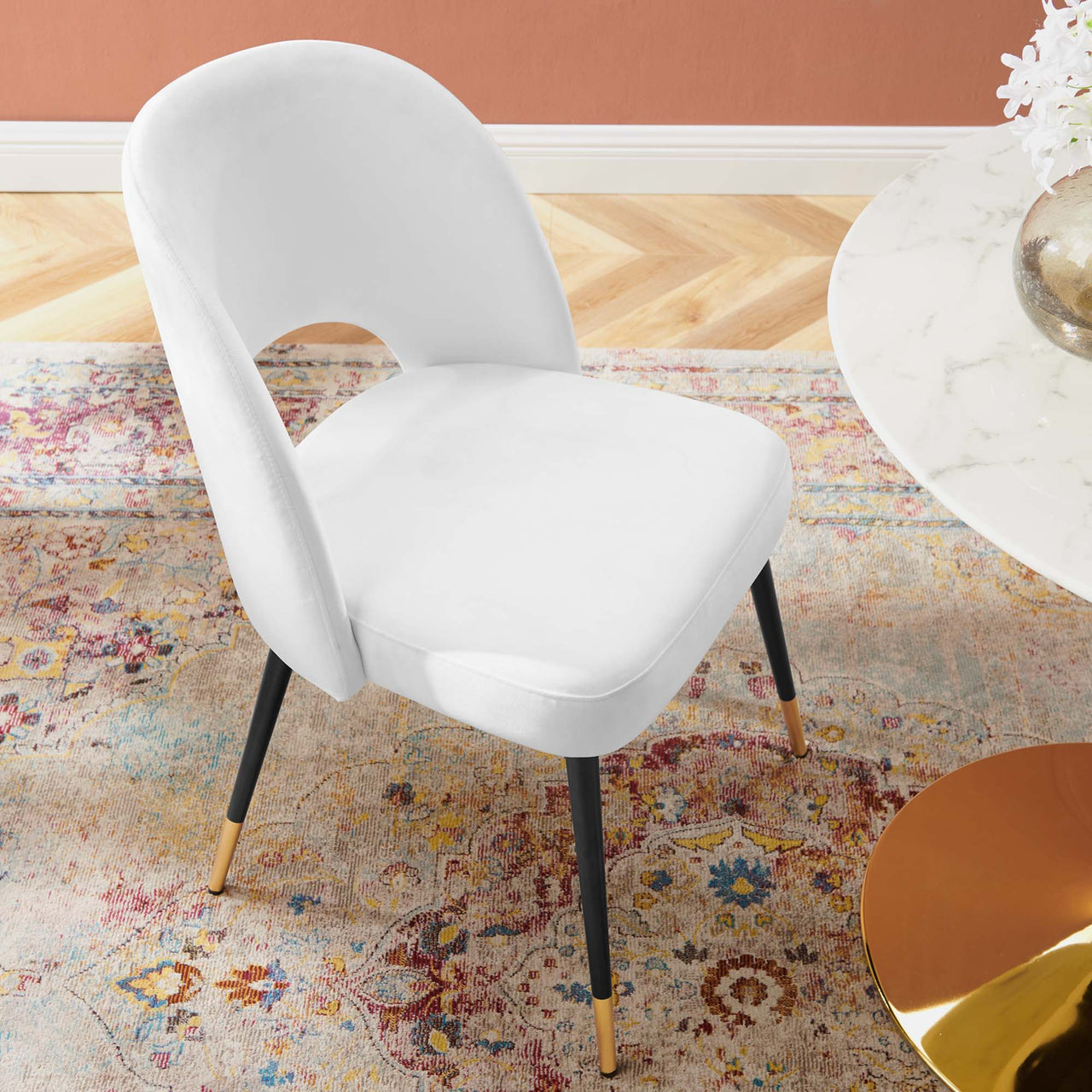 Artemis Upholstered Velvet Dining Chair, White