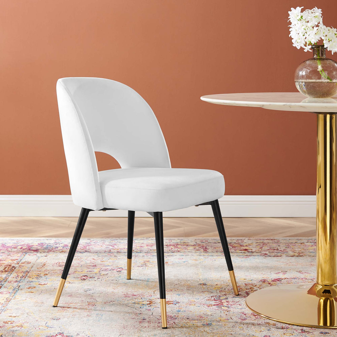 Artemis Upholstered Velvet Dining Chair, White