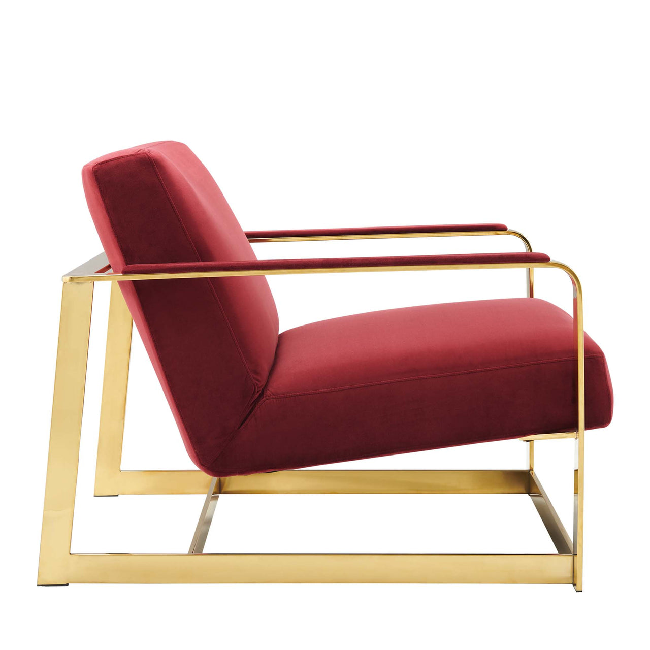 Clarity Upholstered Velvet Armchair, Gold & Maroon