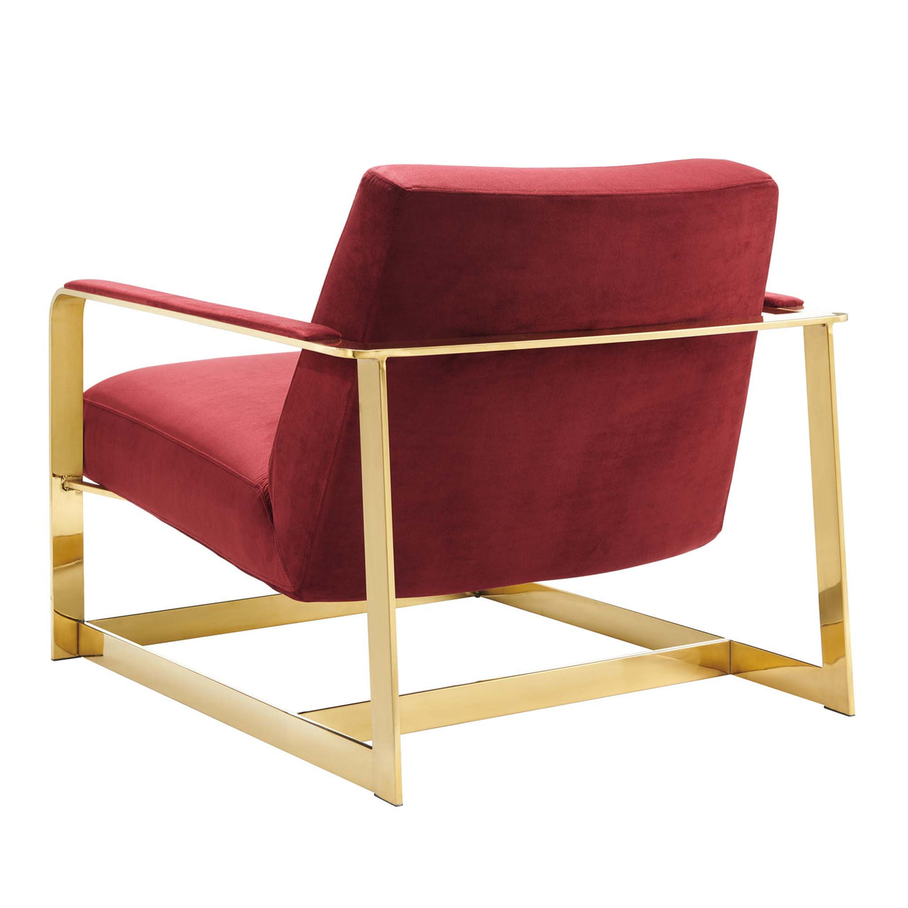 Clarity Upholstered Velvet Armchair, Gold & Maroon