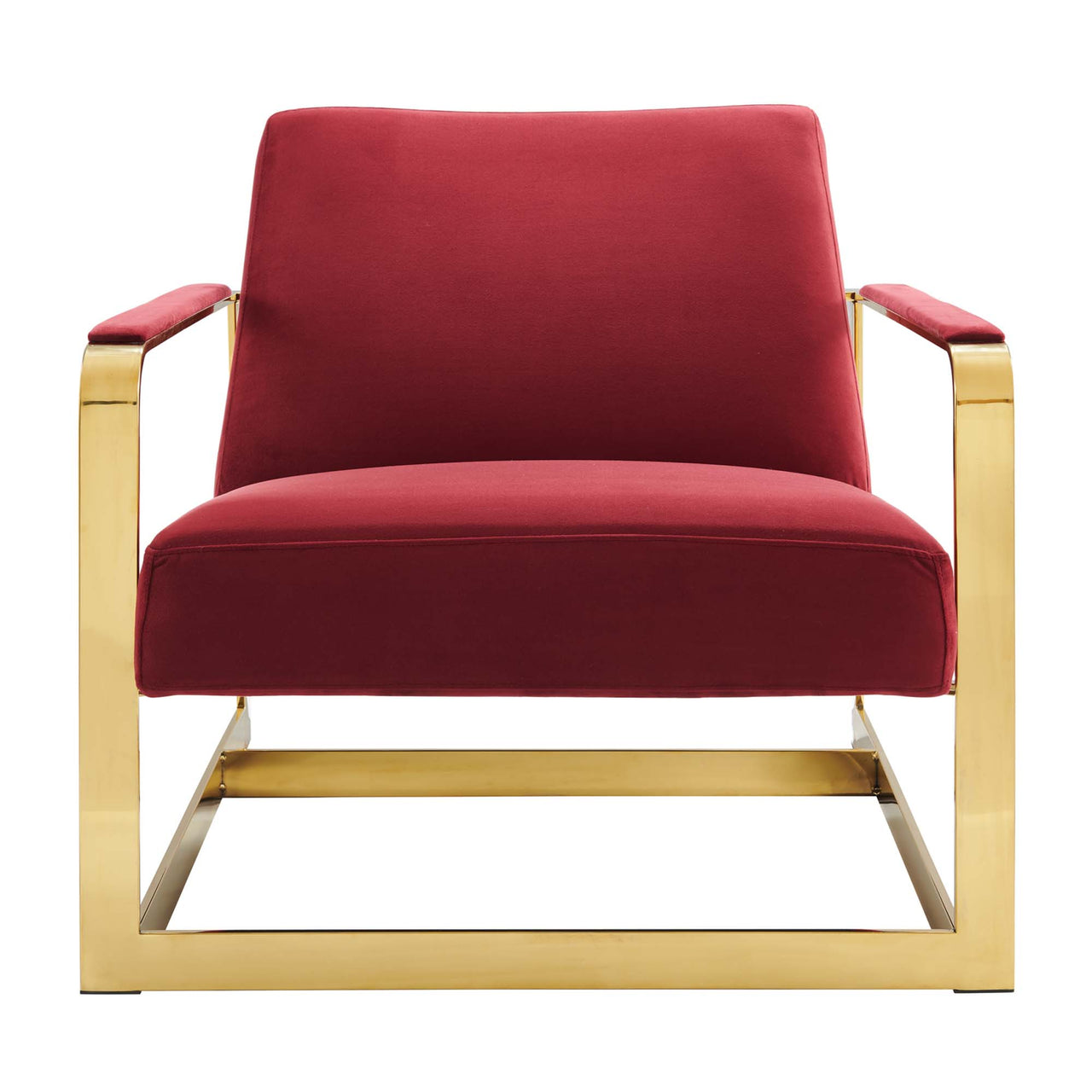 Clarity Upholstered Velvet Armchair, Gold & Maroon