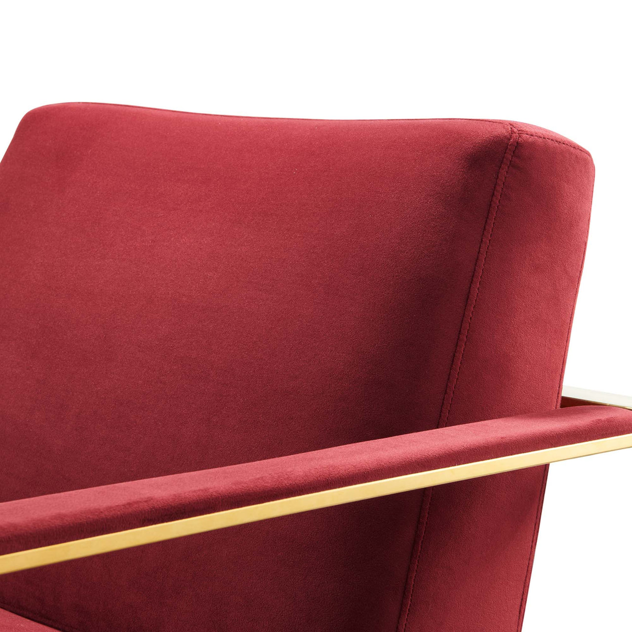 Clarity Upholstered Velvet Armchair, Gold & Maroon