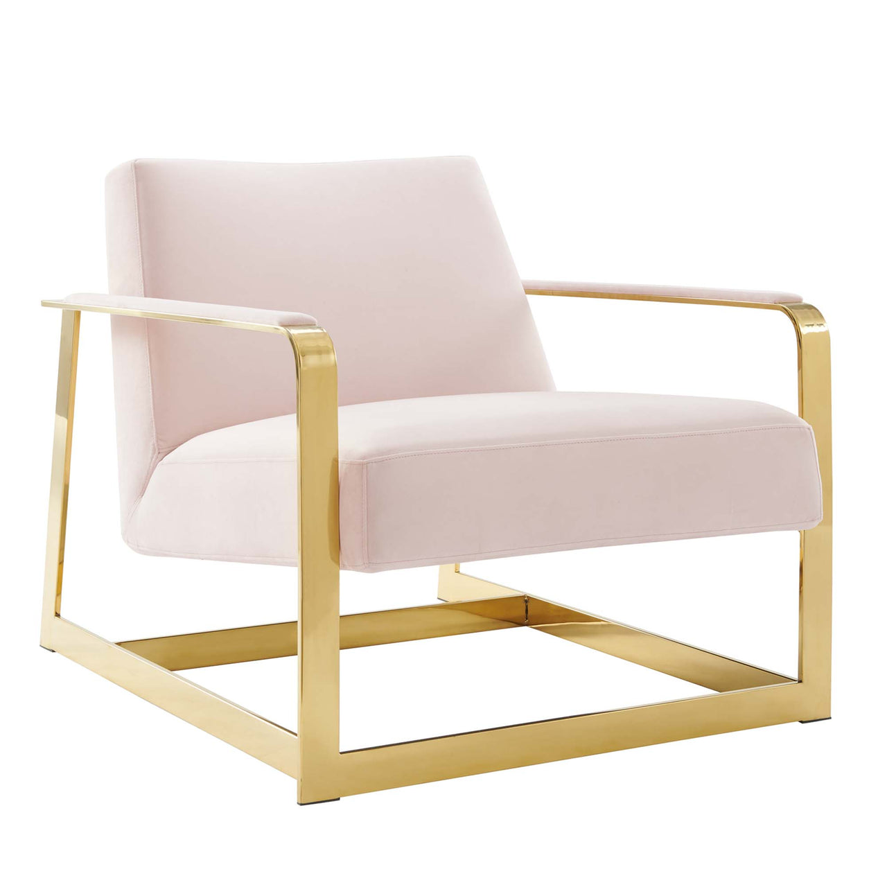 Clarity Upholstered Velvet Armchair, Gold & Pink