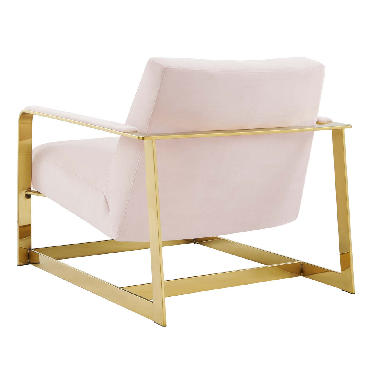 Clarity Upholstered Velvet Armchair, Gold & Pink