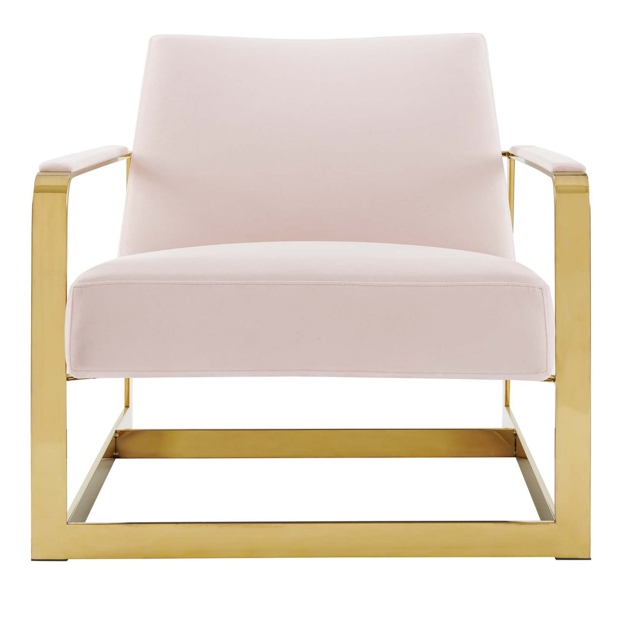 Clarity Upholstered Velvet Armchair, Gold & Pink
