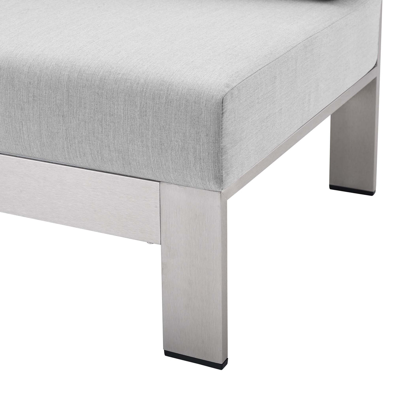 Shorea Sunbrella® Fabric Aluminum Alfresco Right-Arm Loveseat | Outdoor Modular Sectional Component, Silver & Gray