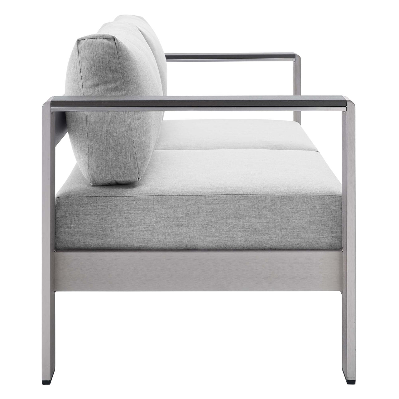 Shorea Sunbrella® Fabric Aluminum Alfresco Loveseat, Silver & Gray