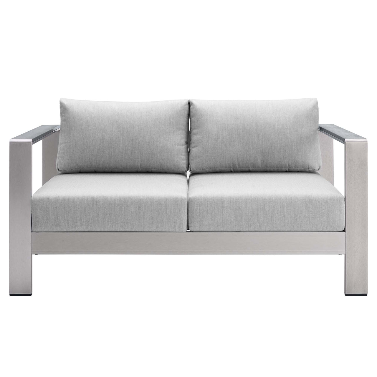 Shorea Sunbrella® Fabric Aluminum Alfresco Loveseat, Silver & Gray