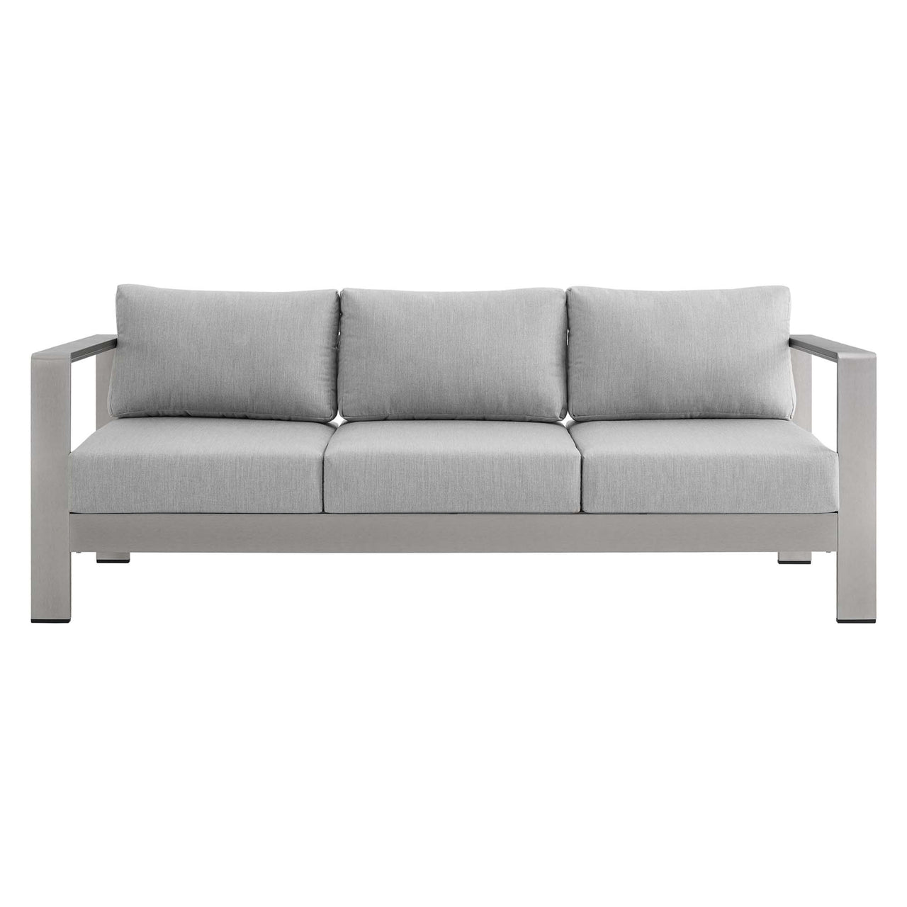 Shorea Sunbrella® Fabric Aluminum Alfresco Sofa, Silver & Gray